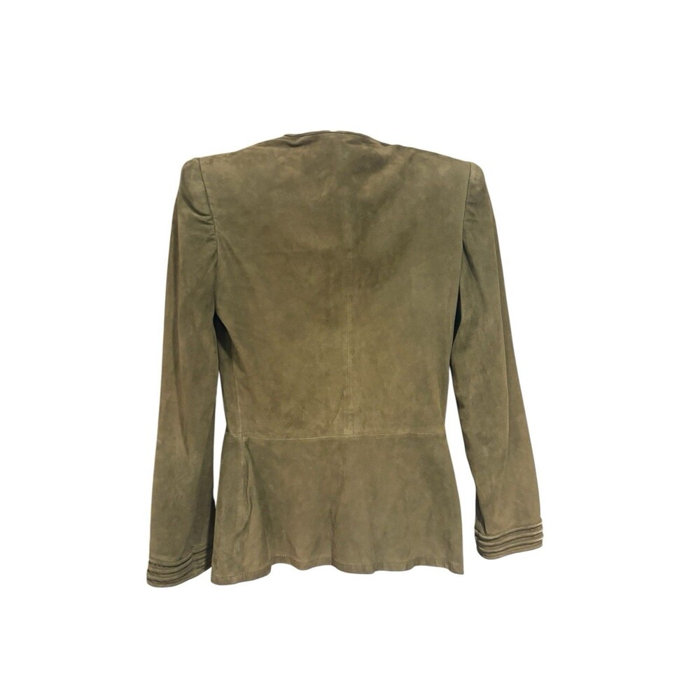 Valentino Boutique Vintage Olive Green Suede Jacket IT Sz 42 Authenticated - Picture 5 of 12